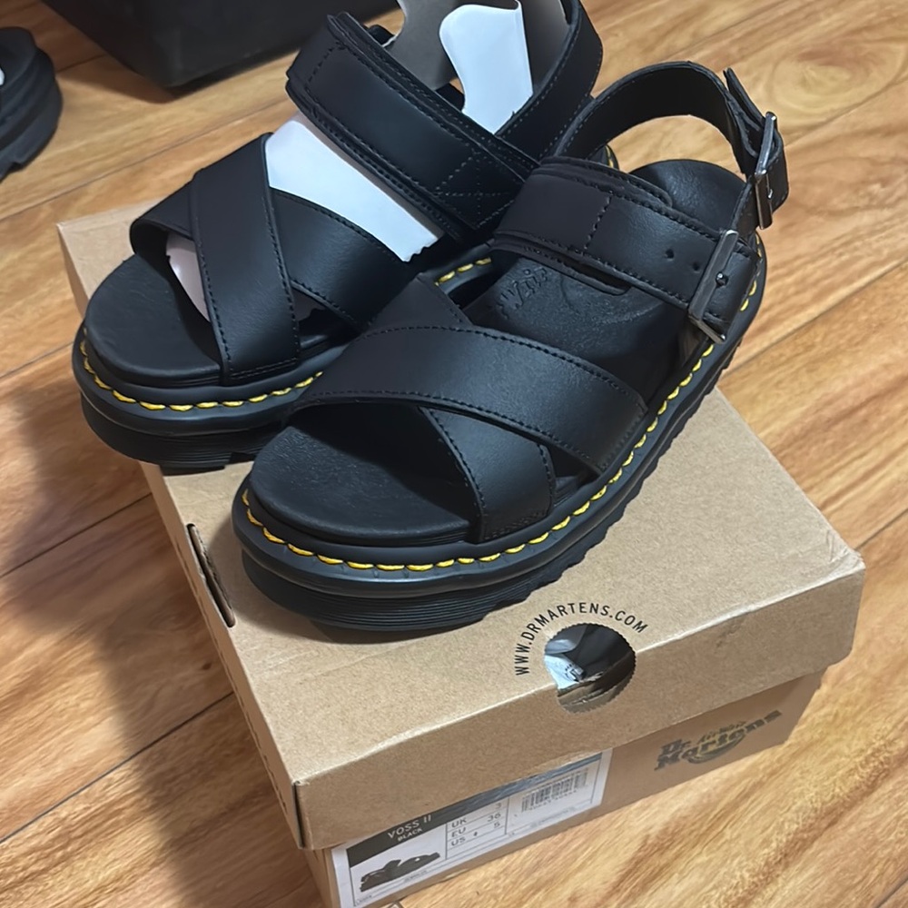 Dr. Martens Black Leather Sandals Voss II
